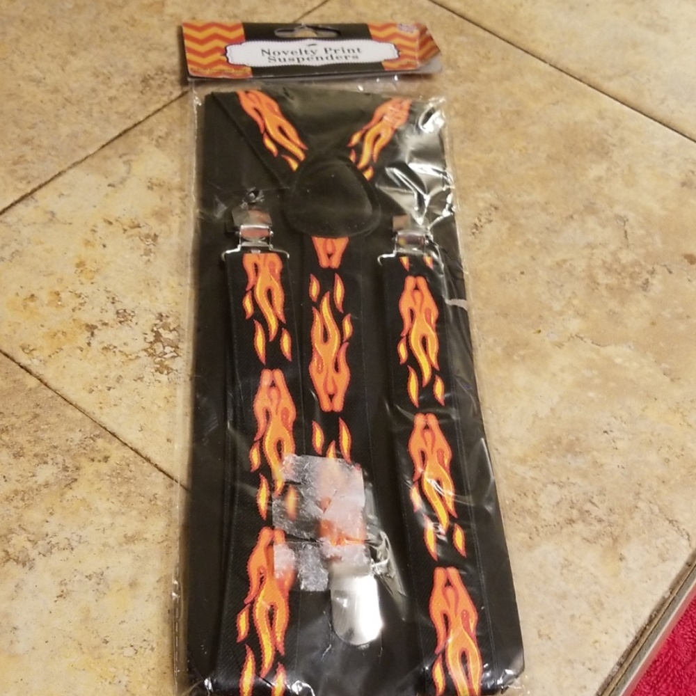 Orange Flames Suspenders